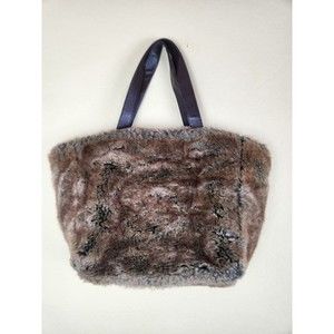 Pottery Barn Teen Brown Ombre faux fur boho cover Medium‎ brown tote bag
